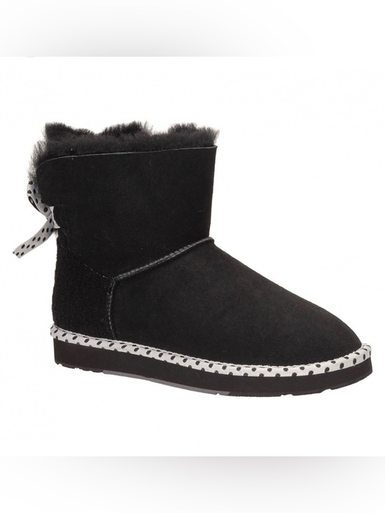 UGG Shoes - UGG Black Suede Faux-Shearling Ankle Bootie with Contrast Trim